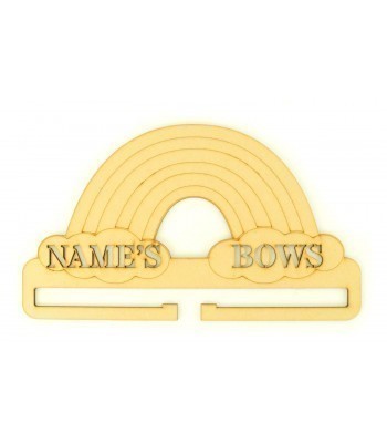 Laser Cut Personalised Large Bow Rail/Holder with Large Rainbow Shape on Top